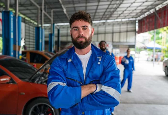 Automotive technician in a workshop